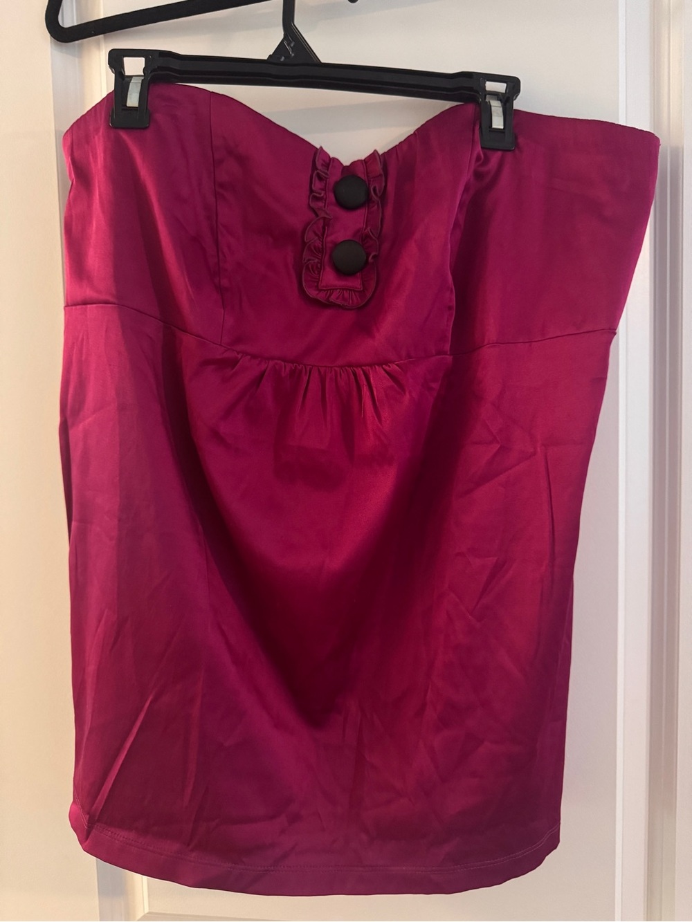 MXM Fuchsia Strapless Satin Tank with Button Detail
